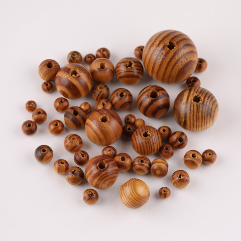 Natural grain wooden beads Pine Natural Round Wood Spacer Wooden Loose Beads Handmade for Bracelet Necklace DIY Jewelry Making ► Photo 1/6