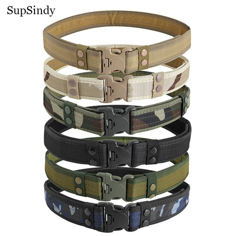 SupSindy Military Army Equipment Combat man's Canvas Belt Quick Release Tactical Belt For Men Outdoor Training Hunting Waistband ► Photo 1/6