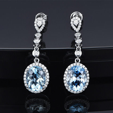 Charm Female Blue Crystal Drop Earrings Cute Zirconia Dangle Earrings For Women Trendy Bridal Oval Wedding Earrings ► Photo 1/6