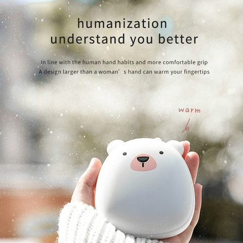 Cute Cartoon Winter Mini Hand Warmer Portable USB Rechargeable Penguin/Polar bear 4000mAh Power Bank Double Sided Quick Heating ► Photo 1/6