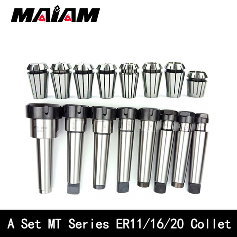 a set MT1 MT2 MT3 ER11 ER16 ER20 high precision 0.008 ER collet+ mt tool holder hread M6 M10 M12 rear pull flat tail tool holde ► Photo 1/6