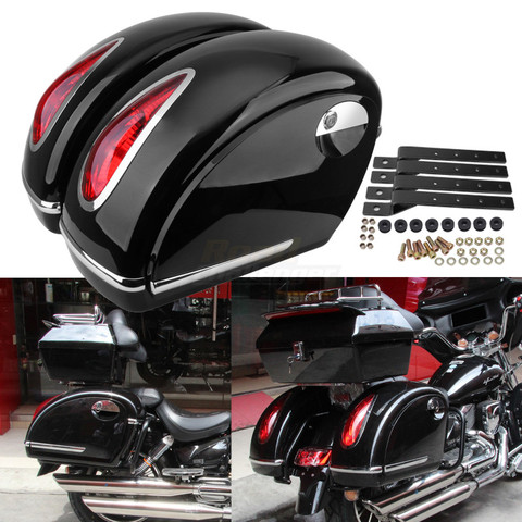 Motorcycle LED Saddlebags Side Box For Harley/Kawasaki/Honda/Suzuki/Yamaha Universal Motorbike Tool ABS Plastic Hard Saddle Bags ► Photo 1/6