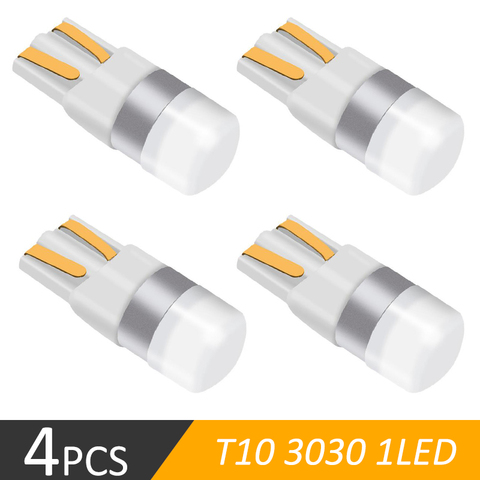4 Pcs Super Bright 3030 SMD T10 LED W5W Car dome Light Auto Clearance Reading Lamp 12 Vehicle Door Bulb Accessories White 6000K ► Photo 1/6