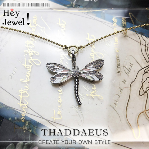 Charm Necklace Pink Dragonfly,2022 Winter  Fashion Filigree New Jewelry Europe 925 Sterling Silver Bijoux Gift For Women Girl ► Photo 1/6