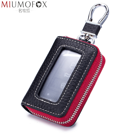 Genuine Leather Men Zipper Car Key Case Pouch Wallets Women Waist Hanged Motor Vehicles Key Holder Bag Fashion Keys Housekeeper ► Photo 1/6