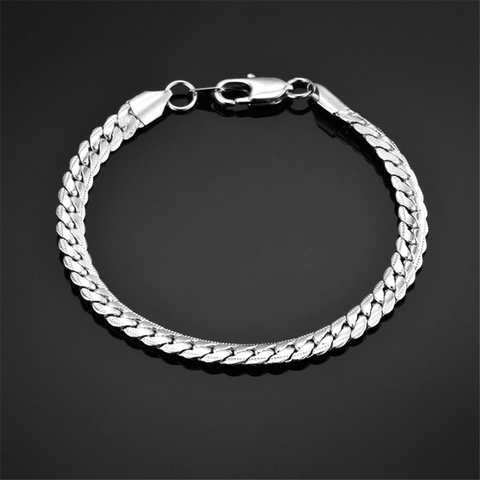 Mens 4MM 7MM Silver Color Stainless Steel Curb Snake Link Chain Bracelets for Women Unisex Wrist Jewelry Gifts ► Photo 1/6