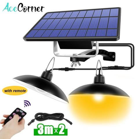 Acecorner Remote Control Solar Pendant Light Double Head Outdoor Indoor Solar Lamp Lighting for Camping Garden Yard Barn Farm ► Photo 1/6