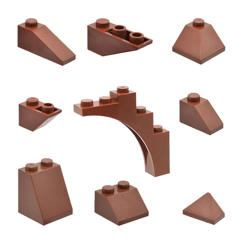 50pcs Brown Color Roof Tile End Ridged Corner Bricks Inverse MOC Tree Constraction House Part Building Blocks Toys for Children ► Photo 1/6