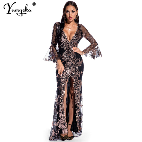 Sexy vintage Maxi Club woman summer sequin dress women party night glitter bodycon black White long dress ladies dresses vestido ► Photo 1/1