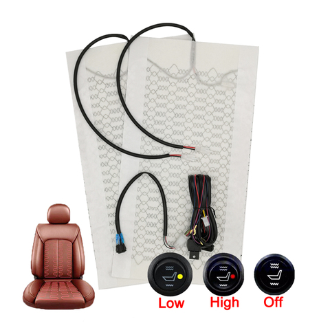 Universal 12V Carbon Fiber Car Seat Heater Kit Round Switch Cushion Set Car Seat Heat Pads Winter Warmer Seat Covers Set ► Photo 1/6