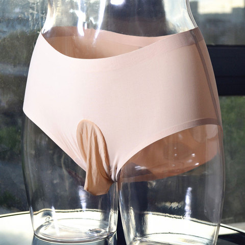 Sexy Shiny Ice Silk U Convex Pouch G-string Sheer Seamless G