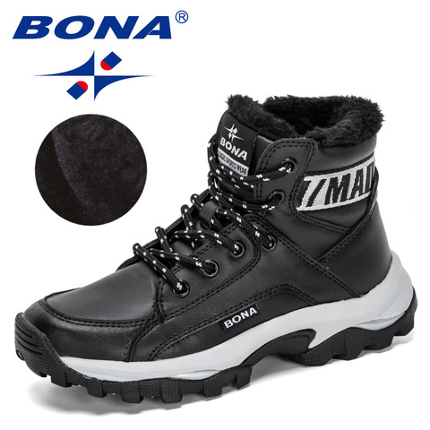 BONA 2022 New Designers Warm Winter Boots Boys Kids Outdoor Shoes Wind-Resistant Lining Plush Snow Boots Children High Top Comfy ► Photo 1/6