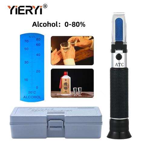yieryi Portable Refractometer Design For Liquor Alcohol Content Tester 0-80% V/V ATC Refractometer With The Retail Box ► Photo 1/6