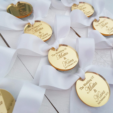 Engraved Acrylic Circle Christening Gift Tags