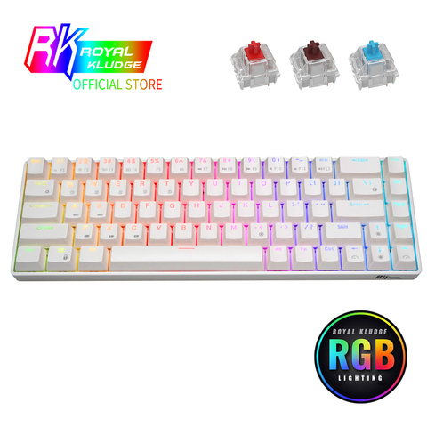 RK68 Mechanical Gaming Keyboard TKL 68 Keys Wireless Bluetooth 65% RGB Blue Gateron Switch PBT Carbon Keycap With keyboards ► Photo 1/6