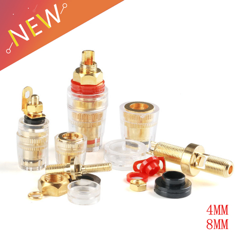 Gold Plated Copper Banana Connector 4mm Thread Medium Amplifier Speaker Spade Terminal Binding Post Banana Plug Socket M4 M8 ► Photo 1/5