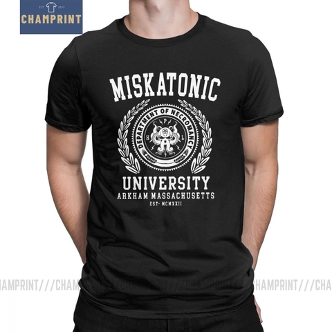 Cthulu And Lovecraft Miskatonic University T-Shirt for Men Call Of Cthulhu Necronomicon Funny Tees Crewneck Cotton Tops T Shirt ► Photo 1/6