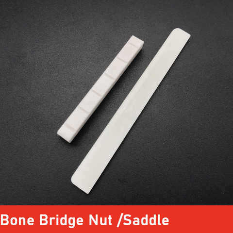 Sets of 2pcs 6 String Acoustic Classical Guitar Bone Bridge Saddle and Nut Made of Real Bone Guitarra Accessories ► Photo 1/6