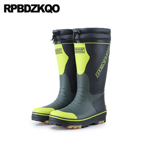 Cheap Rubber Fishing Boots Men Non Slip Rainboots Plus Size Pvc Tall Winter On Casual Mid Calf Rain Waterproof Faux Fur Shoes ► Photo 1/6