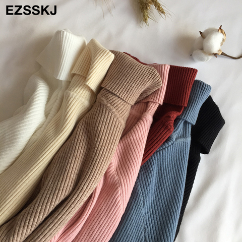 Knitted Women high neck Sweater Pullovers Turtleneck Autumn Winter Basic Women Sweaters Slim Fit Black ► Photo 1/6