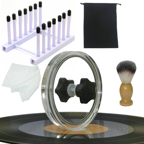 4 in 1 Vinyl Cleaning Kit LP Vinyl Record Cleaner Clamp /Water Cleaning Brush /Soft Cleaning Cloth/Vinyl Drying Rack ► Photo 1/6