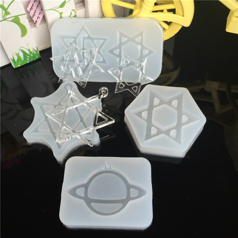 Planet Clover Hexagram Silicone Mold Fondant Cake decorating Tools DIY Hand Ornaments Epoxy Resin Molds for Jewelry ► Photo 1/5