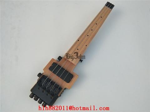 Mini Fretless Headless Electric Bass Guitar,Ash Body&Maple Fingerboard Black Hardware Natural BJ-311 ► Photo 1/6