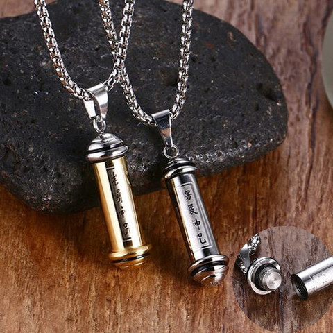 Prayer Scripture Tube Perfume Bottle Pendant Necklace for Men Women Stainless Steel Ashes Memorial Keepsake Cremation Jewelry ► Photo 1/6