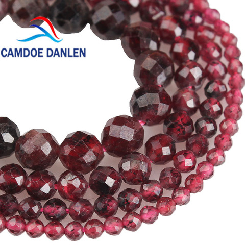 Natural Stone Precious Faceted Genuine Garnet Sparkling Cut Small Round Beads 2/3/4/5MM Diy Bracelet Necklace For Jewelry Making ► Photo 1/6