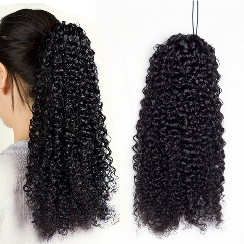 Aliballad Kinky Curly Drawstring Ponytail Remy Human Hair Brazilian Cury Ponytail Afro Clip In Extensions 2 Combs 150g ► Photo 1/6