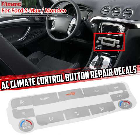 Silver Car Stickers Car Air Condition A/C Climate Control Button Repair Sticker Decal ForFord S-Max/ For Mondeo Fix Ugly Button ► Photo 1/6