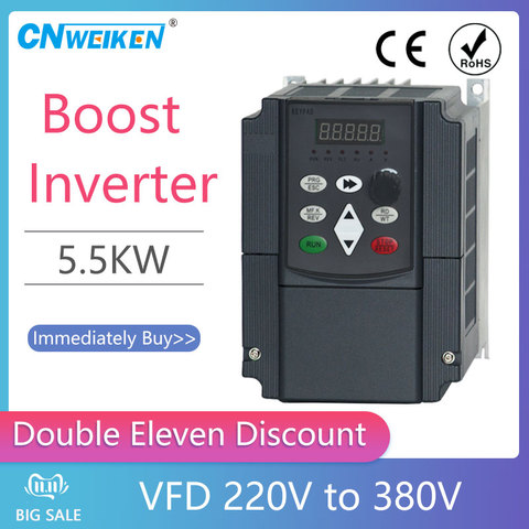 variable frequency converter 50Hz/60Hz motor inverter Wk310 VFD 5.5kw single-phase 220v input three-phase 380 output ► Photo 1/6