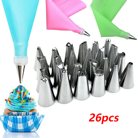 8pcs/set Silicone Pastry Bag Kitchen Accessories DIY Icing Piping Cream Pastry Bag With 6 Nozzle Sets Cake Decorating Tools ► Photo 1/6