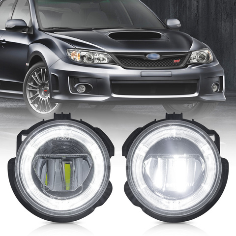White LED Daytime Running Fog Light for 08-10 Subaru Impreza WRX STI 09-13 Forester Halo Ring DRL Driving Lamps ► Photo 1/6
