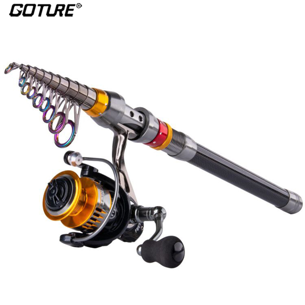 Goture Telescopic Fishing Rod Spinning Reel Combos Carbon Fiber