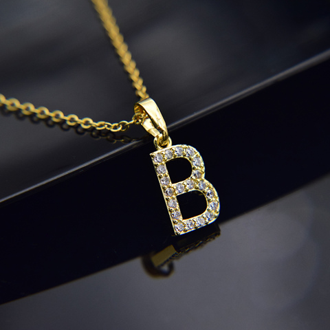 Cubic Zircon Alphabet Pendants Gold Silver Color Copper Mini A-Z Letter Pendant Necklace Shinning 26 Initial Collares Jewelry ► Photo 1/6