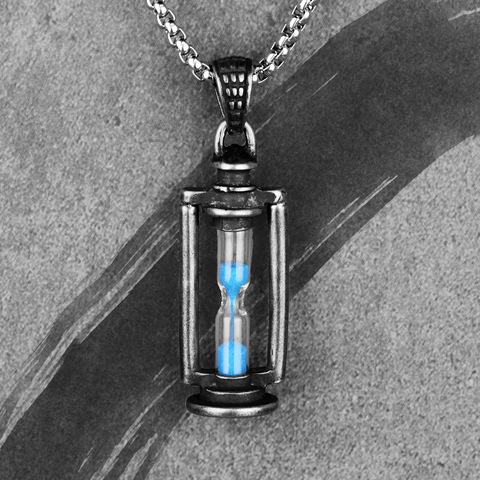 Hourglass Retro Mens Long Necklaces Pendants Chain Punk Hip Hop for Boy Male Stainless Steel Jewelry Creativity Gift Wholesale ► Photo 1/1