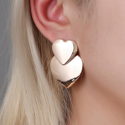 LATS Heart-shaped Earrings for Women Statement Vintage Geometric Gold Dangle Drop Earrings 2022 Female Wedding Fashion Jewelry ► Photo 1/6
