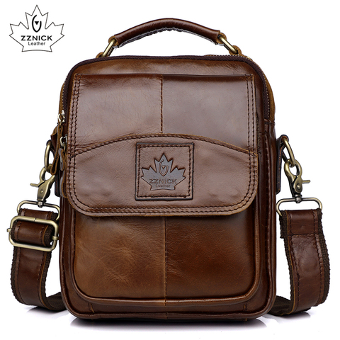 Men's Genuine Leather Bag Handbag Shoulder Messenger Bag Men High Quality Luxury Handbag 2022 Small Flap Sling Bags ZZNICK ► Photo 1/6