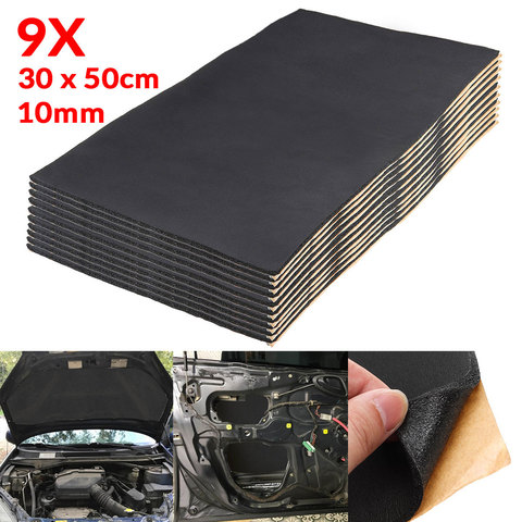 9/12Pcs 10mm Car Sound Deadener Mat Noise Bonnet Insulation Deadening Hood Engine Firewall Heat Foam Cotton Sticker ► Photo 1/6