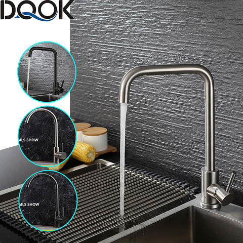 DQOK Black Kitchen Faucets Stainless Steel Kitchen Mixer Single Handle Single Hole Kitchen Faucet Brushed Nickle Mixer Sink Tap ► Photo 1/6
