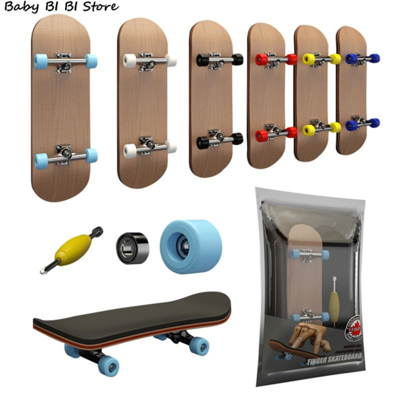 Mini Wooden Fingerboard Finger Skate Board Box Foam Tape Kids Children Toy Gifts 