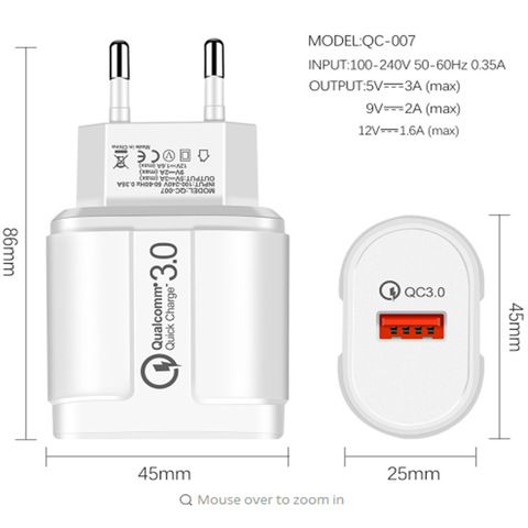 New 18W USB Wall Charger Fast Charging Adapter Fast Charge USB Charger USB Device for Car Jump Starter ► Photo 1/3