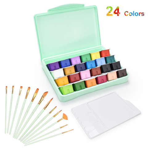 HIMI Gouache Paint Set, 24 Colors Jelly Paint Set with Jelly Cup