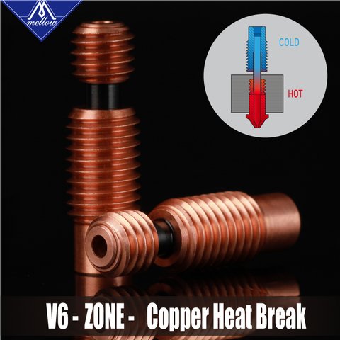 Mellow NF V6-Zone Heat Break Copper & Aerospace Materials 3D Printer Nozzle Throat For 1.75mm E3D V6 HOTEND Heater Block ► Photo 1/6