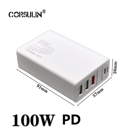 Corsulin 100W 65W GaN Fast Charger with Quick Charge 3.0 4.0 AFC USB PD Charger For iPhone Pro Macbook Pro Xiaomi Huawei Samsung ► Photo 1/6