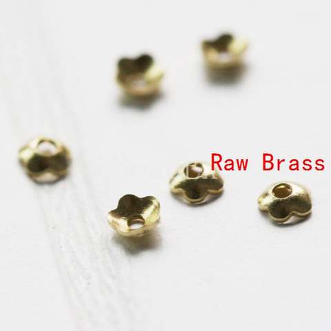 400 Pieces Raw Brass Flower Caps- 3mm (1700C) ► Photo 1/1