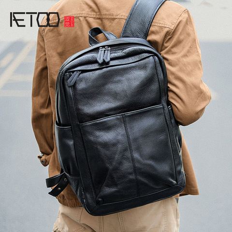 AETOO Leather shoulder bag, men's fashion fashion leather travel backpack, men's business computer bag ► Photo 1/6