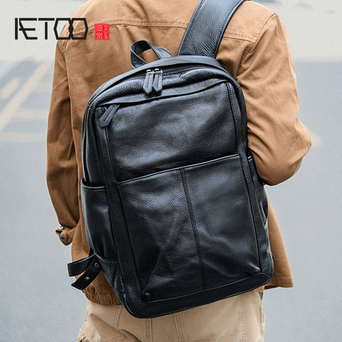 AETOO Leather shoulder bag, men's fashion fashion leather travel backpack, men's business computer bag ► Photo 1/6