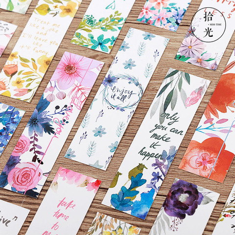 30 pcs/set Beautiful Flowers Bookmarks Message Cards Book Notes Paper Page Holder for Books School Office Supplies Stationery ► Photo 1/6